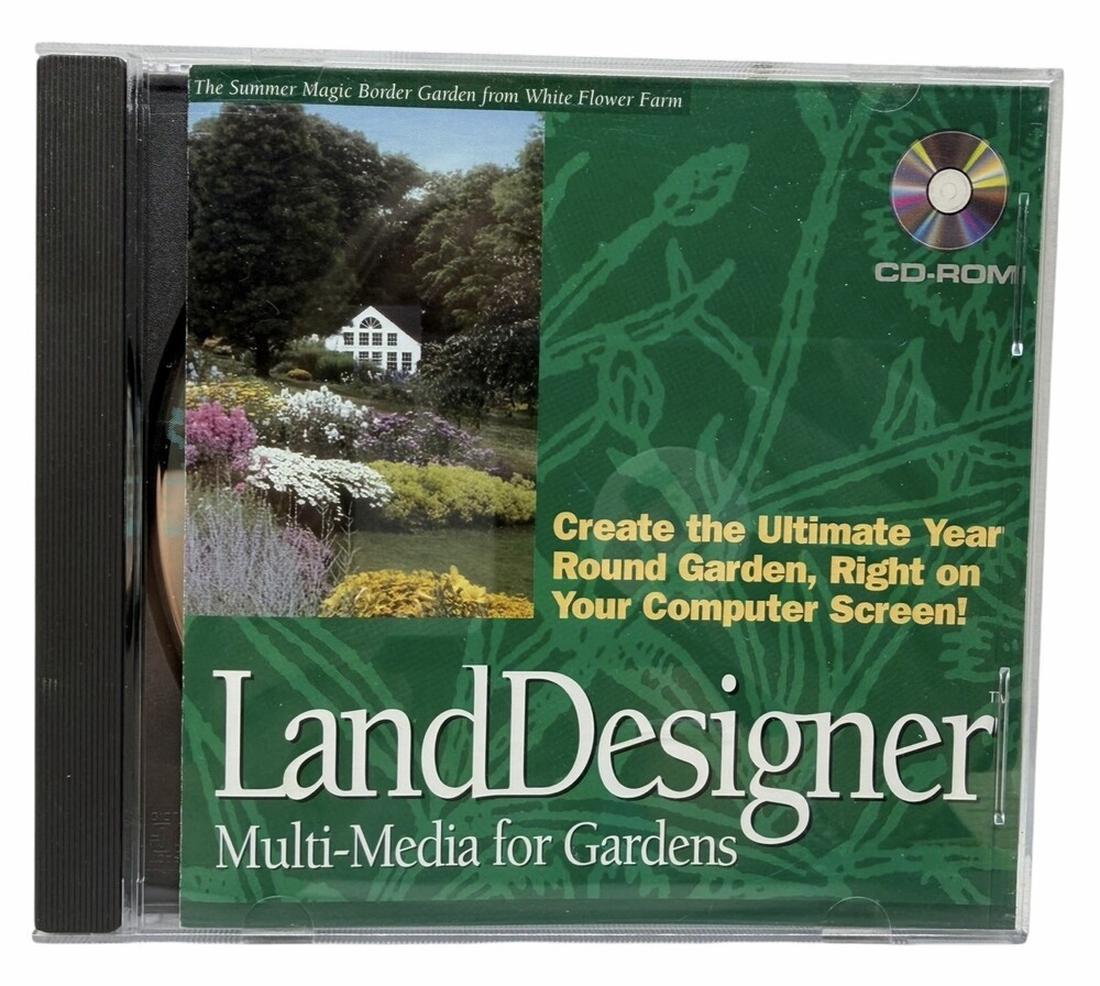 Vintage 1994 LandDesigner Multi-Media for Gardens PC Windows CD-ROM Green Thumb